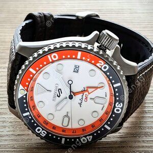 TITANIUM Automatic GMT White Orange Diver 42mm Seiko NH34A 24jewels SAPPHIRE